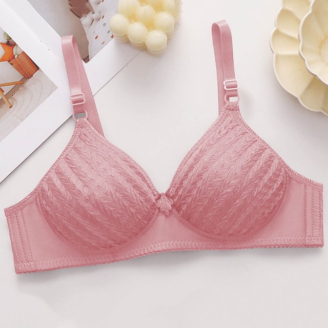 LOVZFMLL Bras for Women Woman's Embroidery Back Buckle Thin Style Ventilate Bra Without Steel Rim Pink 34/75