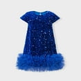 thumbnail image 4 of Delliss Girl's Sparkly Sequins Slim Fit Stylish Mesh Hem Elegant Performance Party Dress 2-8 Years, 4 of 7