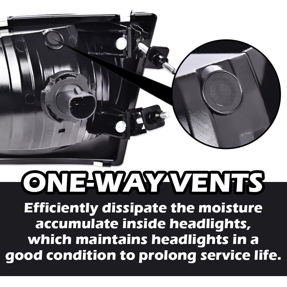 Headlights Smoky Lens Black Housing Amber Reflector Fit for 1998-2003 Ford F150/1997-2002 Expedition/ 2004 F150 Heritage/ 1997-1999 F250 Light Duty