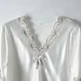 thumbnail image 2 of Defitshape Women's Lace Sleeping Night Shirts Summer Sleepwear Short Pajama Sleep Shirt Silk Nightgown Satin Night Gown Dresses Soft Lace Short Sleeve V Neck Nightshirt White Medium, 2 of 5