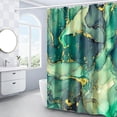 thumbnail image 2 of Marble Shower Curtain, Green, Colourful Abstract Ink Paint Teal Jade Gold Texture Shower Curtain for Bathroom, Waterproof Fabric with 12 Hooks, 72 x 72 inches, 2 of 6