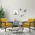 thumbnail image 3 of Costway Set of 2 Modern Accent Armchair Lounge Chair w/ Wood Legs & Steel Bracket Yellow, 3 of 9