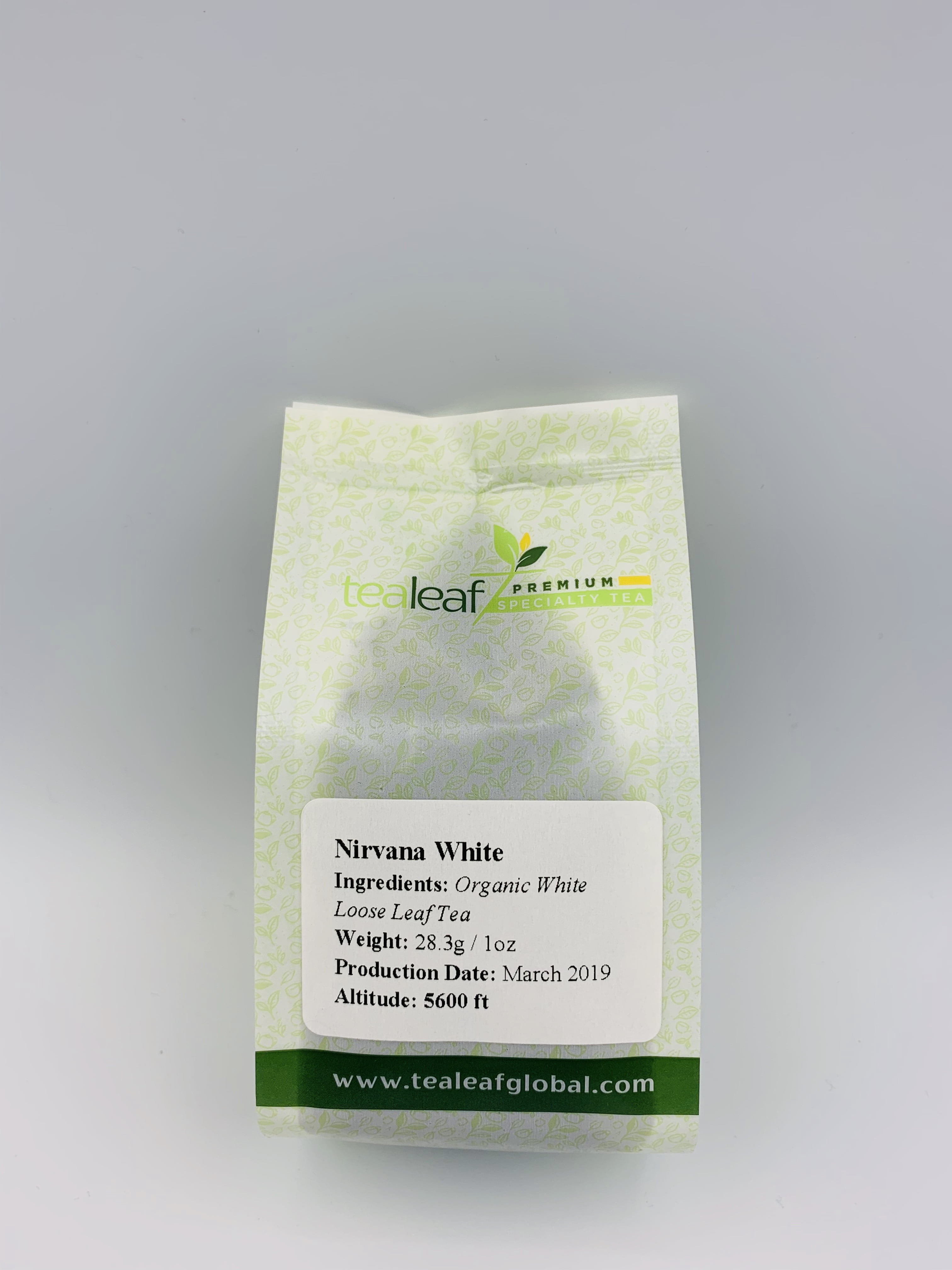 NIRVANA WHITE (Organic Loose Leaf White tea) | 28.3g/ 1oz makes approx. 15 Cups | Eco-Friendly Packaging