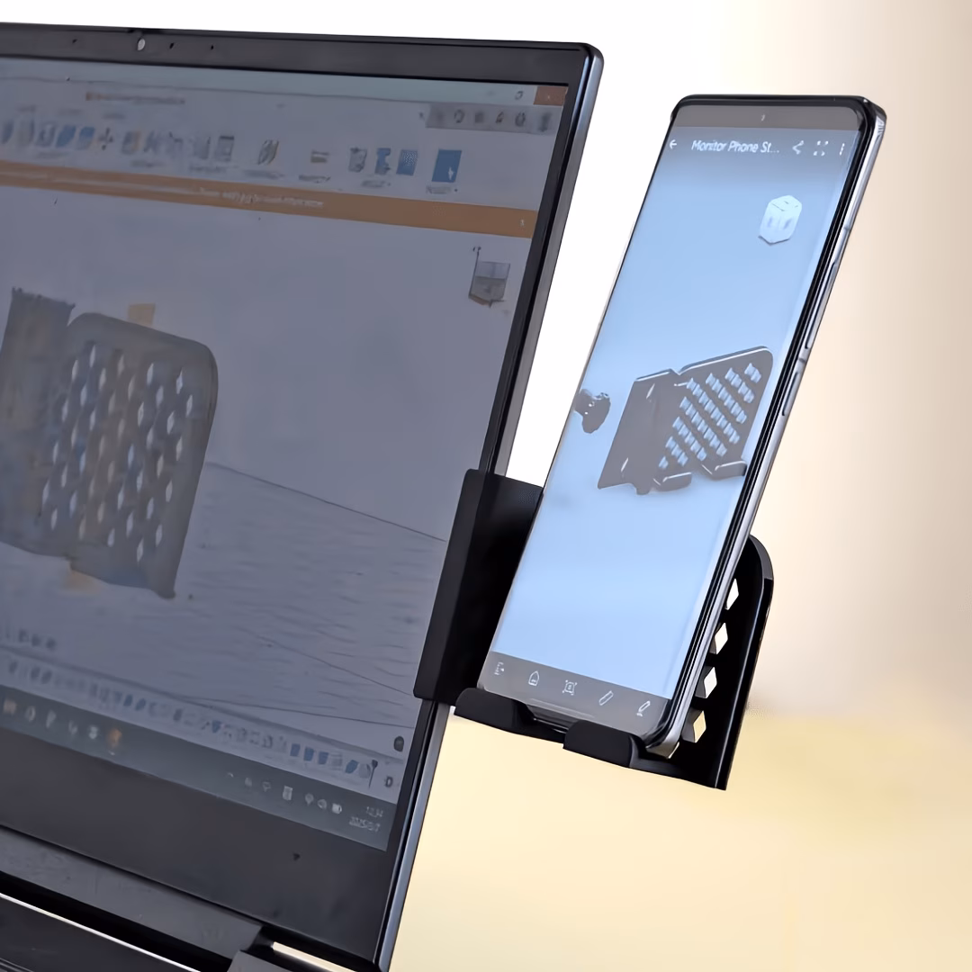 Monitor Phone Stand – Easy Clip-On Phone Holder for Laptop/Computer Side, Office & Study Desk Organizer