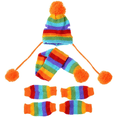 thumbnail image 1 of Apuakthei Ropa para mascotas Suéter Cachorro Perro Gato Traje de invierno cálido 6 piezas/conjunto Gorro de punto a rayas Calcetines Bufanda, 1 of 6