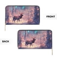 thumbnail image 3 of Leather Thin Slim Wallets for Women Men - Aurora Colorful Deer Clutch Card Wallet for Women Men with Zipper, 3 of 7