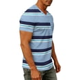 thumbnail image 7 of WAYUTE Men's T Shirts Short Sleeve V Neck Patchwork Color Striped Graphic Tees Stretch Fit Tops with Front Pocket Classic Casual Summer Tshirts, 7 of 7