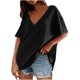 thumbnail image 3 of Top marrón,Blusa tipo túnica de manga corta con cuello en V para mujer, de poliéster, holgada, de color liso, informal, para uso diario, sopatenor, 3 of 9