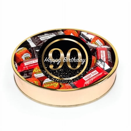 90th Birthday Sugar Free Candy Gift Tin Large Plastic Tin with Sticker and Hershey s Chocolate & Reese s Mix – By Just Candy 90th Birthday Sugar Free Candy Gift Tin Large Plastic Tin with Sticker and Hershey s Chocolate & Reese s Mix – By Just Candy