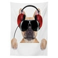 thumbnail image 3 of Ambesonne Popstar Party Tablecloth Rectangular Table Cover, DJ Bulldog Music, 52"x70", Pale Brown Black Red, 3 of 4
