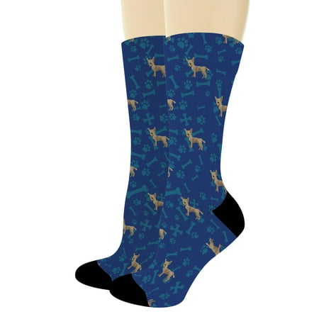 

ThisWear Dog Gifts Chihuahua Socks for Men Women Dog Themed Socks Dog Accessories 1-Pair Blue Crew Socks