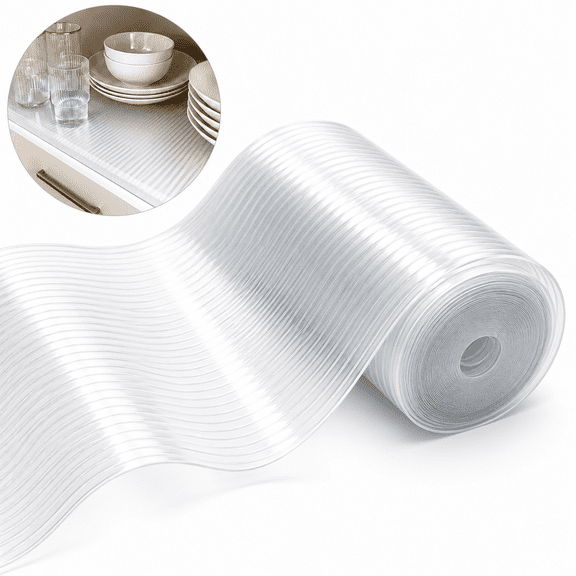 Shelf Liner, Ribbed Waterproof Drawer, Cabinet Protection, 12x20, Clear