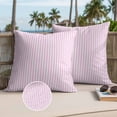 thumbnail image 3 of Pink White Stripe Outdoor Pillow Covers 16x16 Set of 2,Waterproof Patio Throw Pillowcase Protectors,Modern Minimalist Geometric Striped Decorative Pillow Shams Cushion Covers for Seat Bed Couch Sofa, 3 of 8
