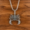 thumbnail image 5 of Meidiya Men's Large Heavy Stainless Steel Pendant Necklace Silver Black Scorpion Necklace Costume Stainless Steel Mens Gothic Scorpion Pendant Necklace, 5 of 8