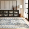 thumbnail image 4 of Hallway Runner Rug Boho Washable Non-Slip Carpet for Kitchen Entryway Laundry Bedroom, Room Decor, Home Decor, Ultra-Thin Runners Vintage Distressed Accent Rug, 5 x 7 ft, Blue, 1 Pack, 4 of 8