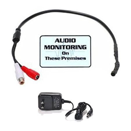 VideoSecu High Sensitive Tiny Spy Preamp Audio Recording Pre-amp Microphone for CCTV Surveillance with Power Supply (Best Value Mic Preamp)