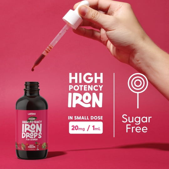 Llorens High Potency Iron Drops for Women, 20mg Elemental Iron (Polysaccharide Complex) per 1mL, Gentle on Stomach, Vegan, Natural Sweeteners (Berry Daiquiri, 4 Fl Oz)