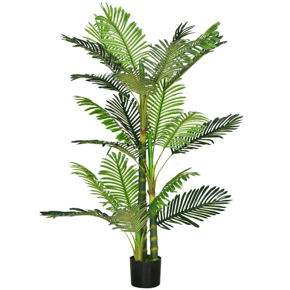 HOMCOM 5Ft Artificial Areca Palm Tree in Pot for Indoor Outdoor, Green