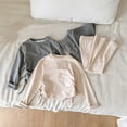 thumbnail image 6 of Trendfront Girls Solid Color Outfit Set Crew Neck Long Sleeve Shirt Summer 2 Piece Casual Fashion Flare Pants Set for Girls 2-10 Years Clothes Set, 6 of 9