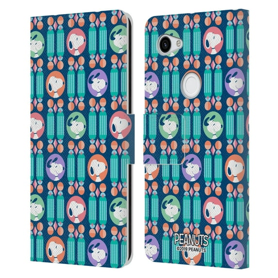 Head Case Designs Officially Licensed Peanuts Snoopy Deco Dreams Blue Pattern Leather Book Wallet Case Cover Compatible with Google Pixel 3a
