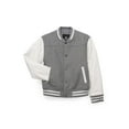thumbnail image 3 of X RAY JEANS  Boy's Wool Varsity Bomber Jacket With Grainy PU Sleevees, Grey/White, S, 3 of 10