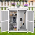 thumbnail image 7 of Outdoor Storage Cabinet Weatherproof, Storage Deck Box Cabinet with Adjustable Shelf, Doors and Metal Tabletop, Potting Bench, for Garden, Garage, Lawn, 7 of 7