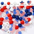 thumbnail image 6 of 160 Pcs 4th of July Wood Beads, Red Blue White Star Beads America Flag Patriotic Wooden Bead Independence Day Craft Bead Bulk for 4th of July DIY Garland Jewelry Making Home Decor, 6 of 8