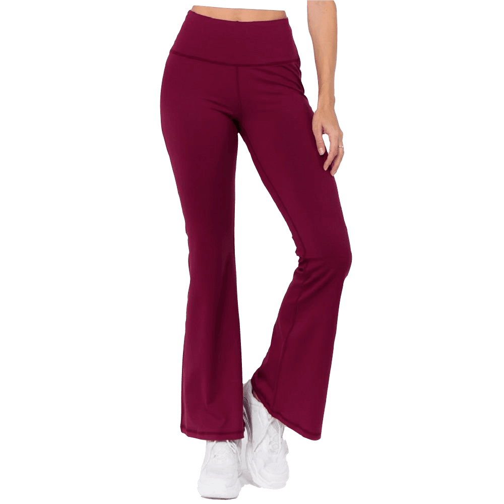 Women's High Rise Flare Yoga Activewear Pants - Burgundy, M - Walmart.com