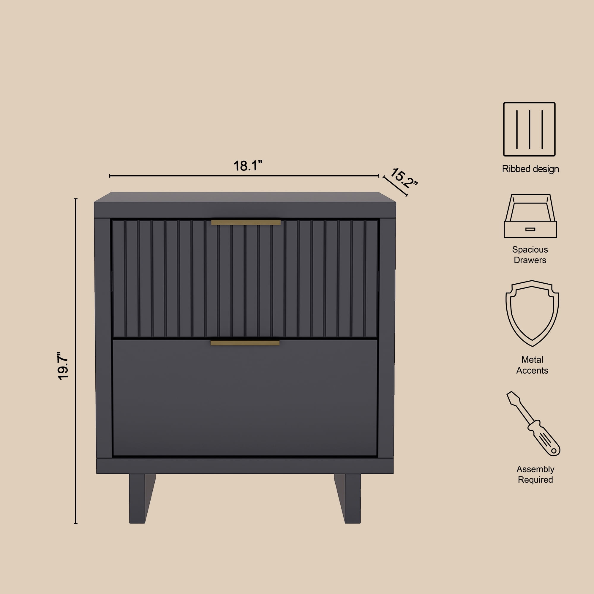 Nightstand Charcoal Gray