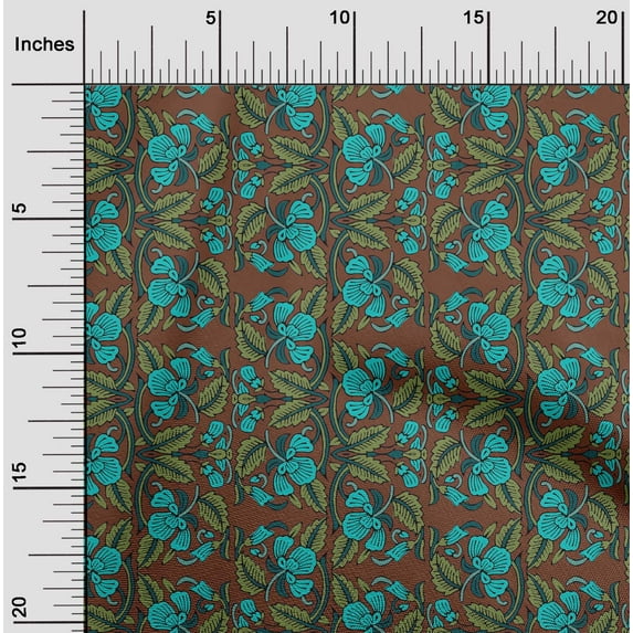 oneOone Viscose Jersey Fabric Leaves & Floral Block Decor Fabric Printed BTY 60 Inch Wide