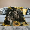 thumbnail image 2 of Shiartex   Sunflower Horse Blanket for Horse Lovers, Cute Animal Pattern Throw Plush Blanket for Couch, Lightweight Soft Flannel Blankets  (Sunflower Horse) White, 2 of 6