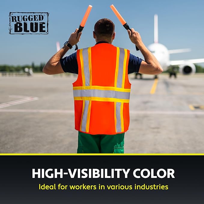 Type R Class 2 High-Vis Two-Tone Surveyor Safety Vest for Men | ANSI Certified Reflective Mens Safety Vest for Construction & Municipal Work | Durable Polyester Tricot, 11 Pockets, Mic Tabs, HVO-S