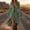 Green, variant on Women's V Neck Long Sleeve Ruffle Hem Dress Lace Up Front Bell Sleeve High Low Casual Tunic for Fall Winter Daily Wear Cozy