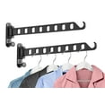 thumbnail image 1 of Wall Mounted Clothes Hanger with Swing Arm, Laundry Room Dryer Rack, Folding Valet Hook, Sturdy Hanging, Foldable 180°Rotation, Solid Aluminum (2-Pack, Black), 1 of 7