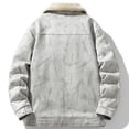 thumbnail image 4 of Men Faux Leather Jackets Lapel Button Down Print Shackets Thick Thermal Fall Winter Outwear With Pockets (XL, White), 4 of 8