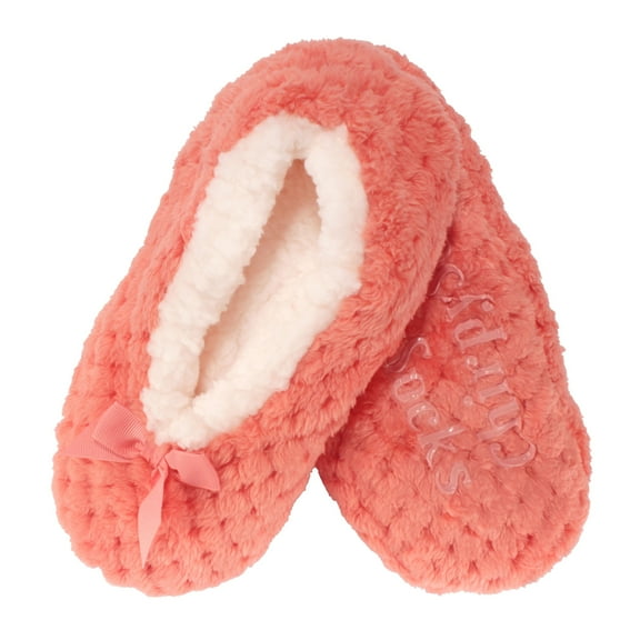 BambooMN Women's Warm Soft Touch Home Slippers with Non-Slip Grips - Coral - Extra Large - 1 Pair