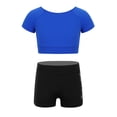 thumbnail image 3 of inhzoy Kids Girls Two Piece Athletic Outfit Short Sleeve Top with Booty Shorts Blue 12-14, 3 of 8