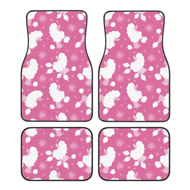 Balery Cute Poodle Dog Juego de 4 Alfombrillas para Auto, Revestimientos de Caucho Resistente, Diseño Antideslizante