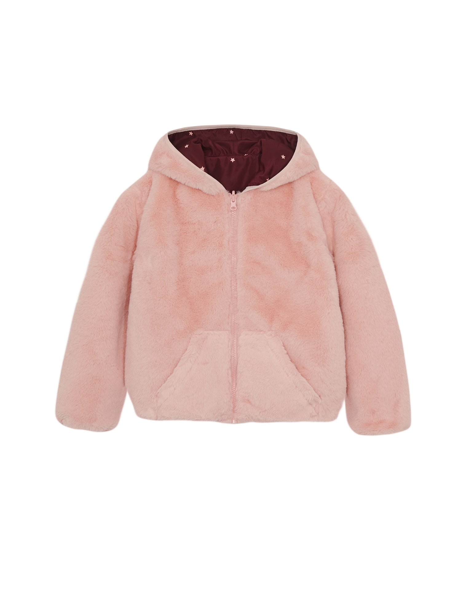 Wonder Nation Toddler Girl Faux Fur Reversible Jacket, Sizes 12M-5T
