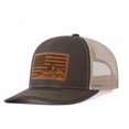 thumbnail image 6 of USA Flag Mountain Leather Patch Embroidered Color Block Trucker Hat Unisex Adjustable Cotton Breathable Fashion Cap for Travel Daily Wear, 6 of 10