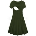 thumbnail image 1 of Tranfacy Robe de Maternité à Manches Courtes pour Femme, Robe de Maternité Décontractée, Robe de Maternité Unie à Col Rond à Manches Courtes pour la Grossesse, Tenue Décontractée Quotidienne avec Poches Latérales, 1 of 3