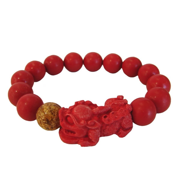 Feng Shui Import Feng Shui Red Stone Bracelet with Pi Yao Walmart