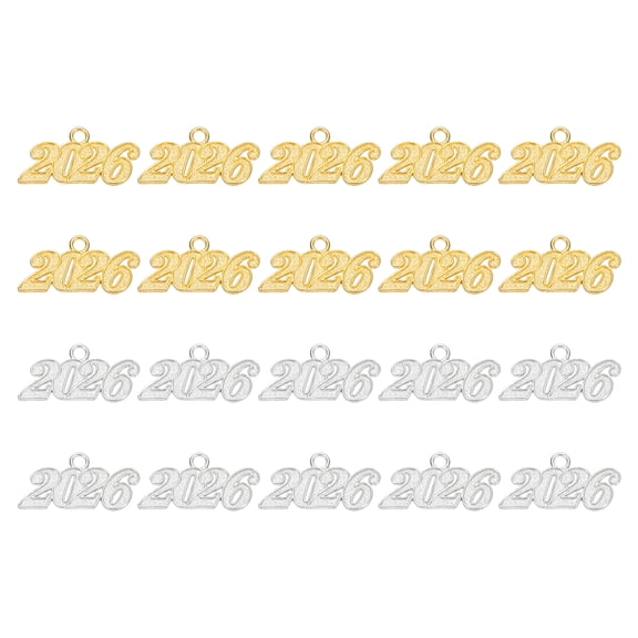 Uxcell 2026 Graduation Tassel Charm Set, 20 Pcs Alloy Year Medium Letter Charm, 2 Color