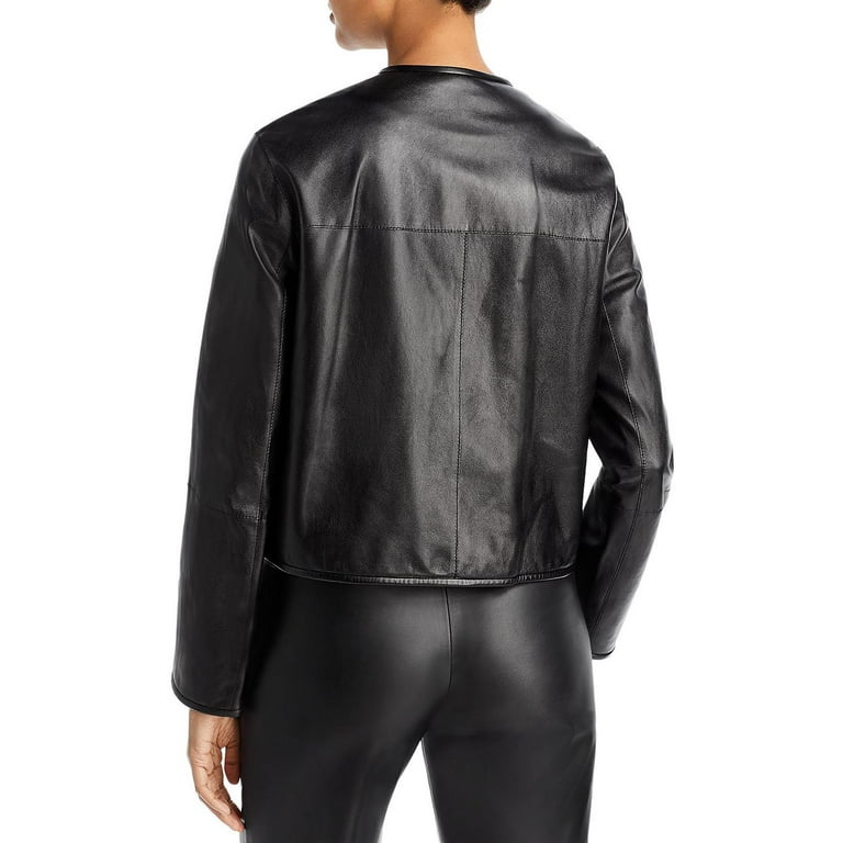 Lafayette 148 New York Womens Active Cropped Leather Jacket Walmart
