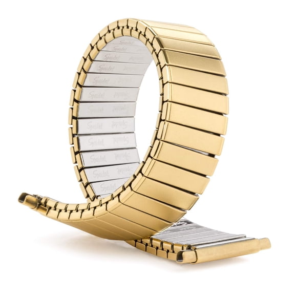 Speidel Men’s Twist-O-Flex Gold-Tone Stainless Steel Stretch Metal Replacement Expansion Watch Band with Self-Adjusting Straight Ends for 16mm 17mm 18mm 19mm 20mm 21mm 22mm timepieces