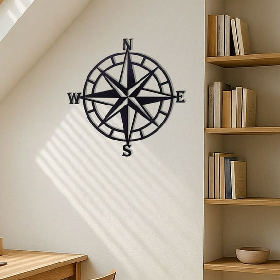 Vintage Nautical Compass Wall Decor - Rustic Metal Coastal Wall Art for Home, Office, Porch & Garden - Beach Theme Sign for Living Room - Unique Housewarming Gift, Halloween & Farmhouse Decor