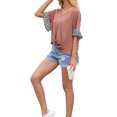 thumbnail image 2 of Camiseta de mujer con estampado de manga corta, cuello en V, camiseta suelta torcida de verano, marrón, XL tholdsy AP001233-16, 2 of 7