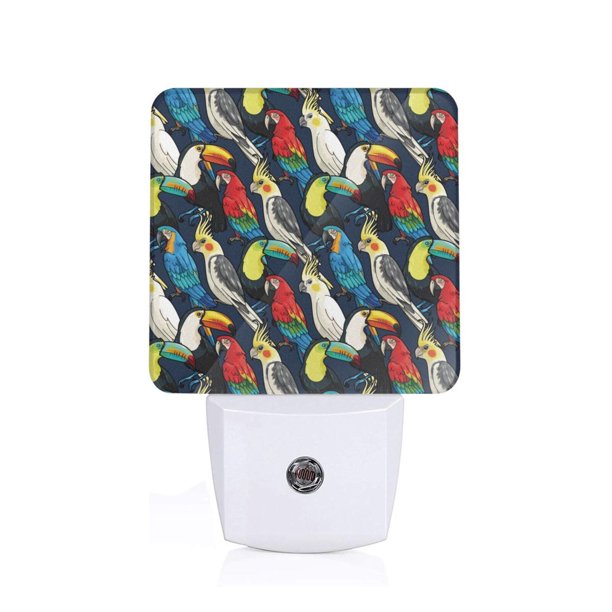 Balery Parrot Luz Nocturna LED con Sensor Automático, Enchufe con Sensor Crepuscular, Luz Suave de 0.5W para Dormitorio, Pasillo, Baño-EU