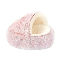 COM1950s Cat Bed,Calming Self Warming Kitten Bed,Round Hooded Cat Bed Cave Indoor Cat Puppy Sleeping Faux Fur Warm Soft Plush Donut Cuddler Pet Bed,Non-Slip Bottom Cat Cushion,Machine Washable