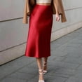 thumbnail image 2 of XIAOCHA Women's Satin Skirt High Waisted Midi Skirt Silky Elegant office Skirts, 2 of 5